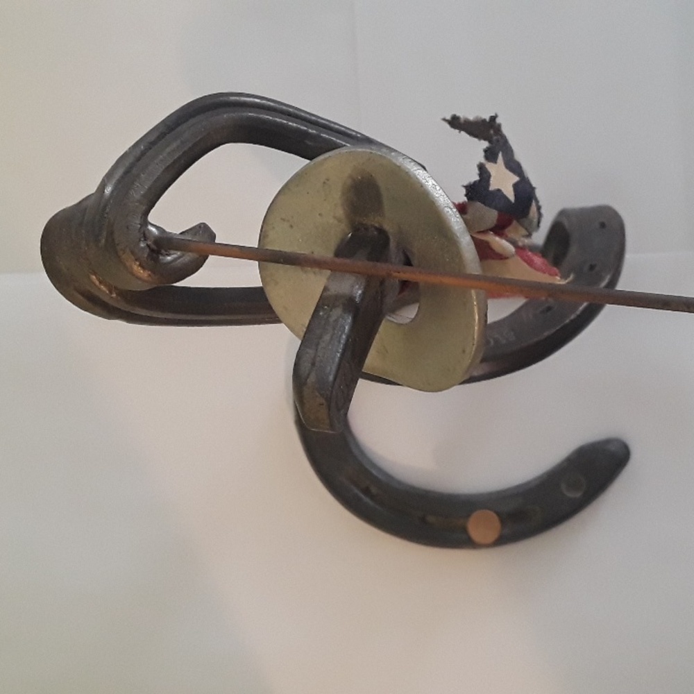 Rustic Golfer Sculpture Welded Horseshoe Golf Cowboy🏌🏼‍♂️🏌🏾‍♀️⛳🤠Folk Art - Picture 4 of 9